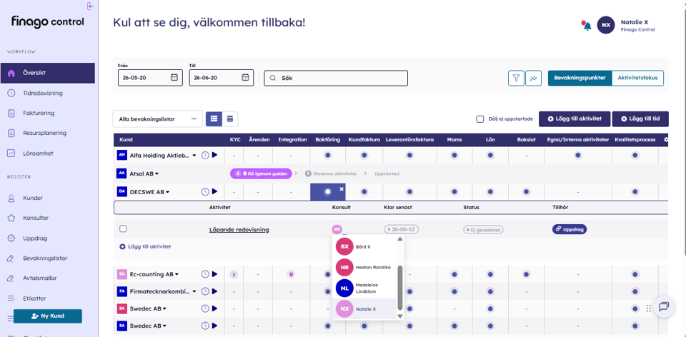 Control Tilldela aktiviteter snabbare SE