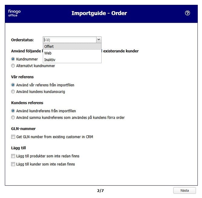 Importguide - Order - val 2, 260605