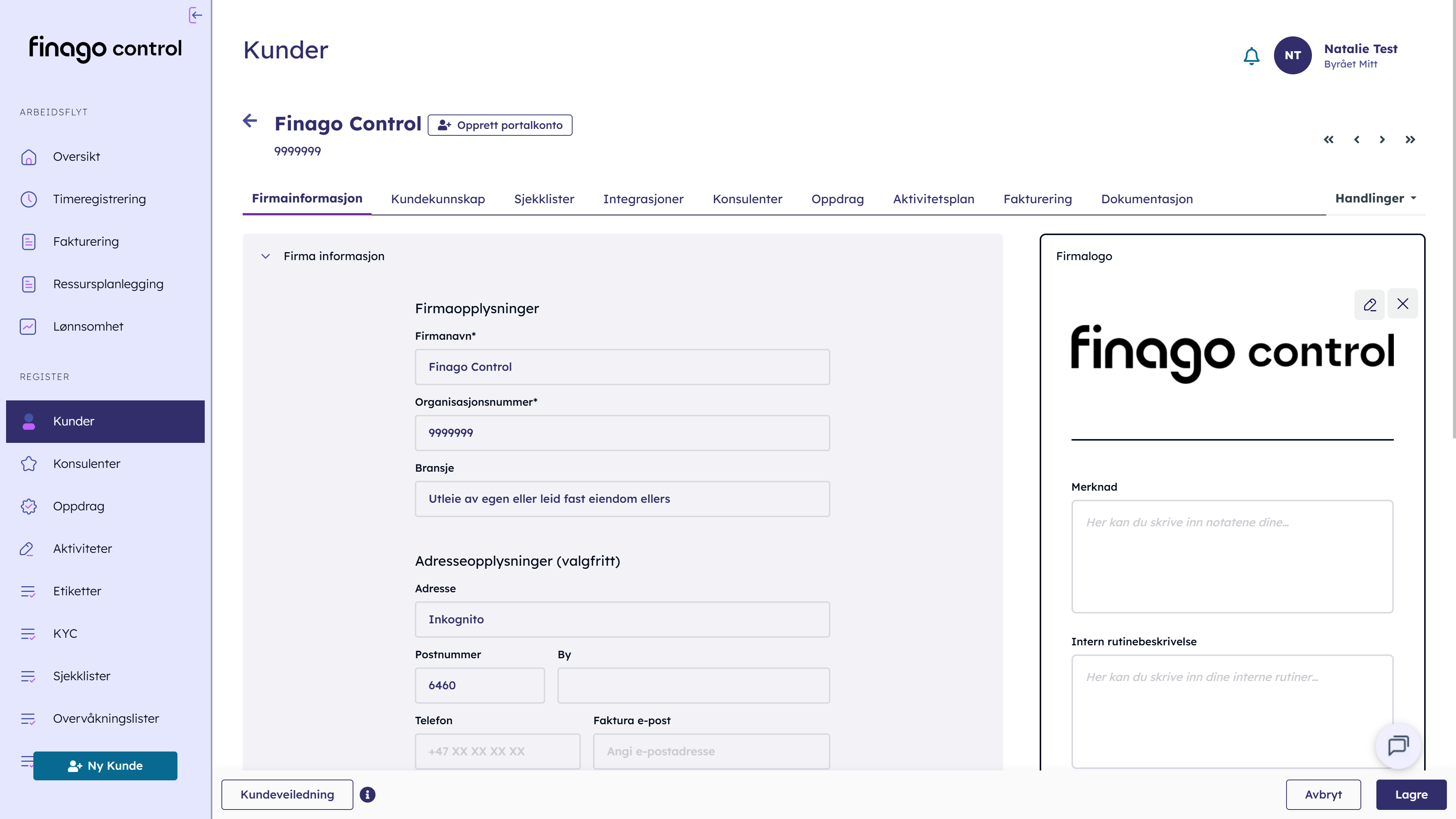 NO Finago Control Klientportalen Bild 1 av 3