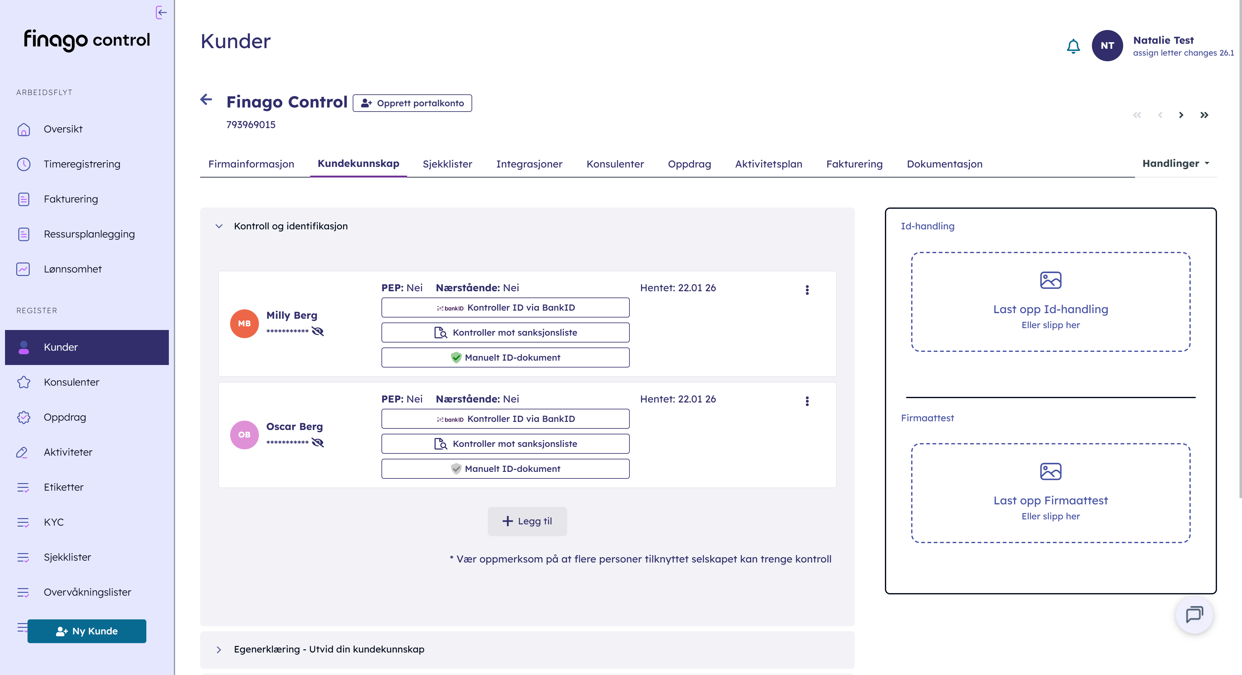 NO Finago Control Manuell ID kontroll
