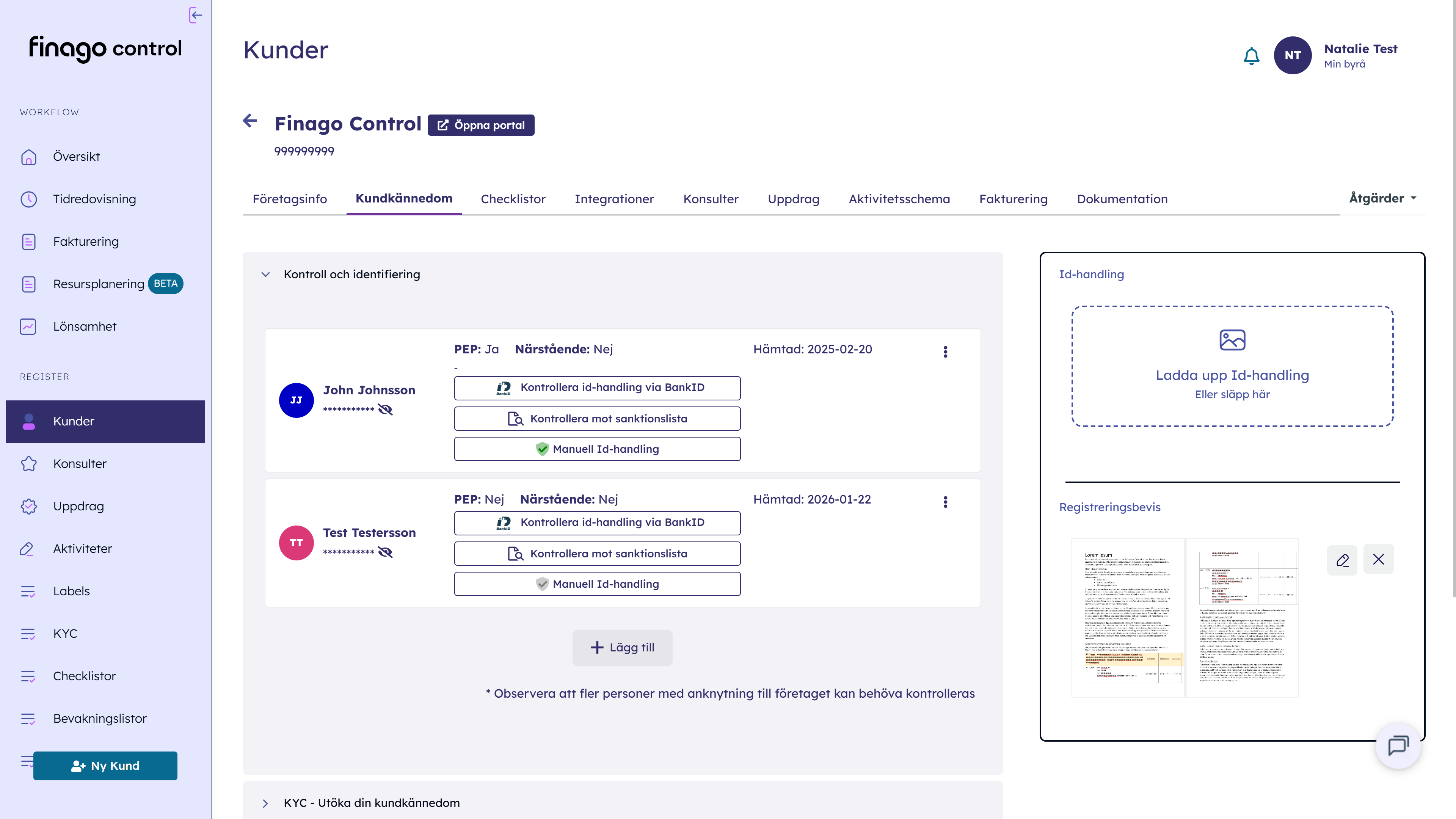 SE Finago Control Manuell ID kontroll