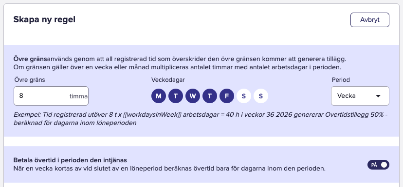 Webb – Betala ut övertid i den period den tjänades in