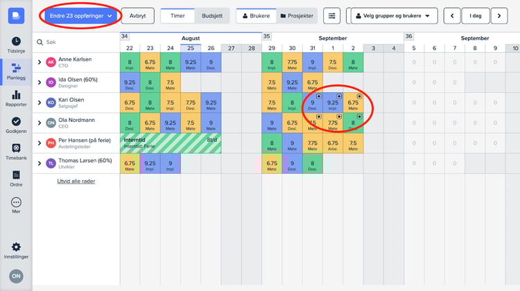 busy oppforinger planlegger