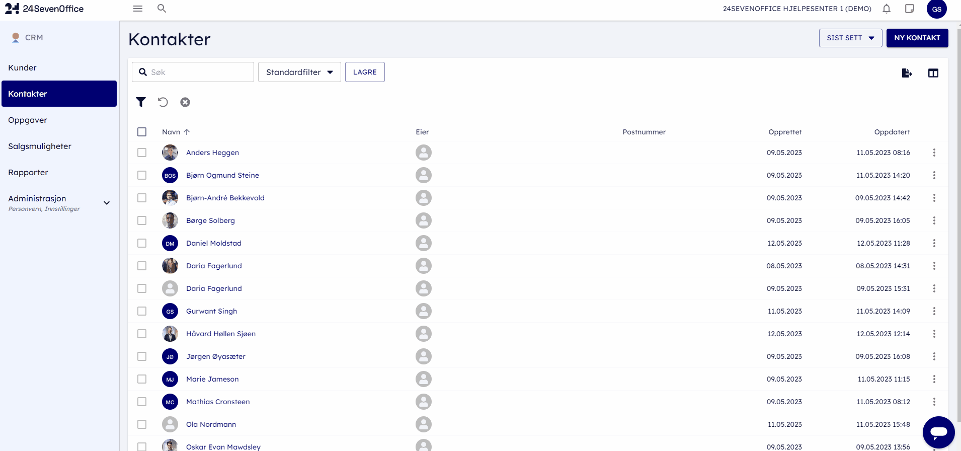 legge til kolonne kontatker ny layout
